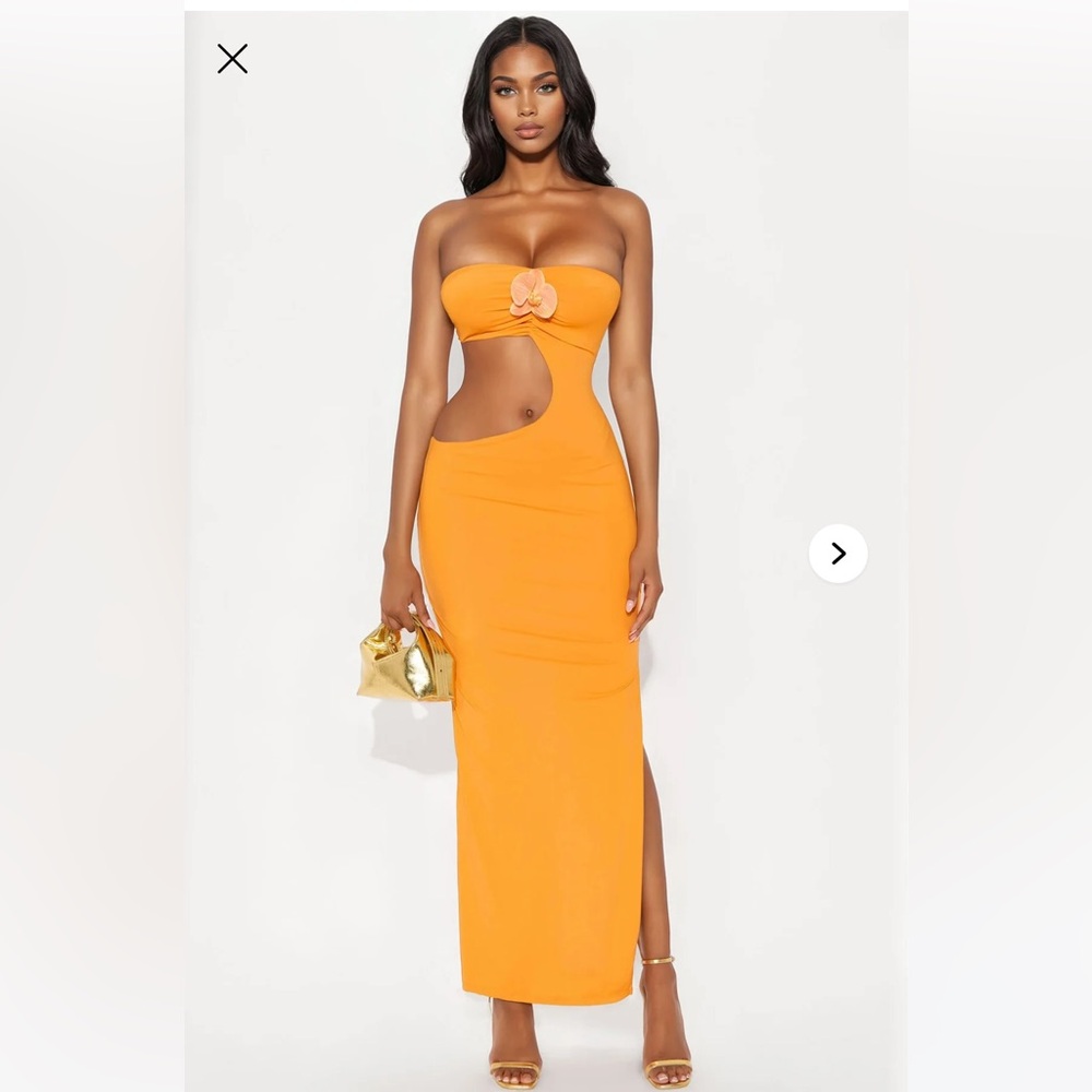 🧡Flora Cut Out Maxi Dress - Orange